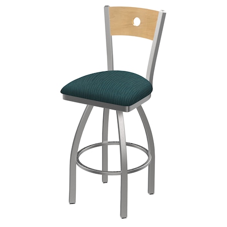 Holland Bar Stool Co 30" Swivel Counter Stool, Pewter Finish, Nat Back, Graph Tidal Seat 83030SSNatMplB022